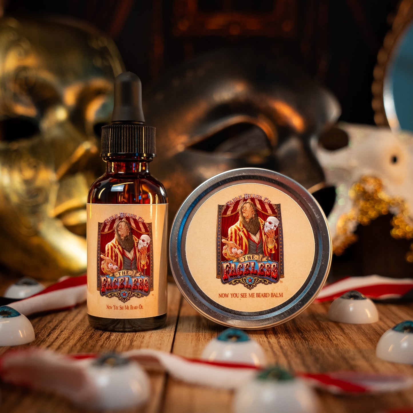 The Faceless - Beard Oil & Balm Kit - Fireside Cider, Phantom Suede, Velvety Marzipan
