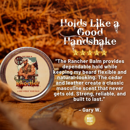 The Rancher - Beard Oil & Balm Kit - Fresh Cut Cedar, Green Pastures, Leather Boots