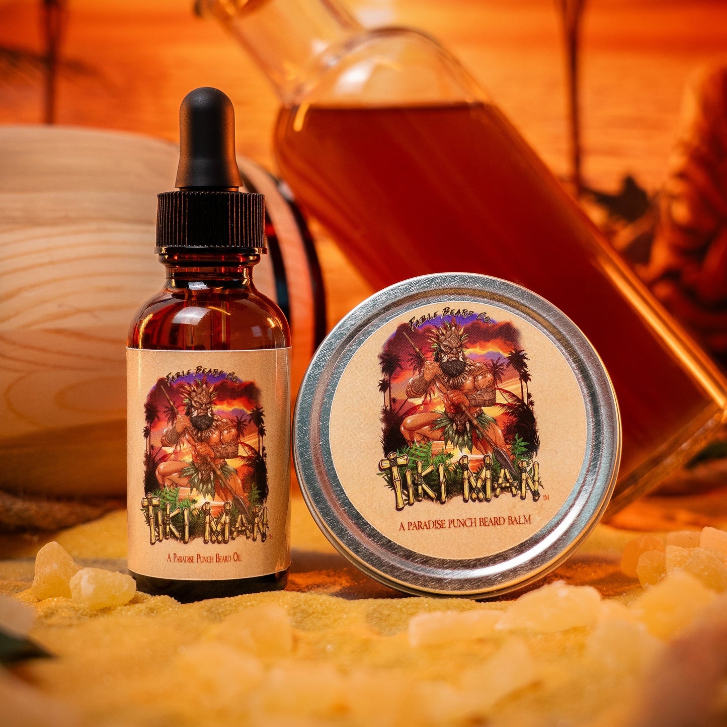 Tiki Man - Beard Oil & Balm Kit - Juicy Pineapple, Jungle Woods, Spiced Rum