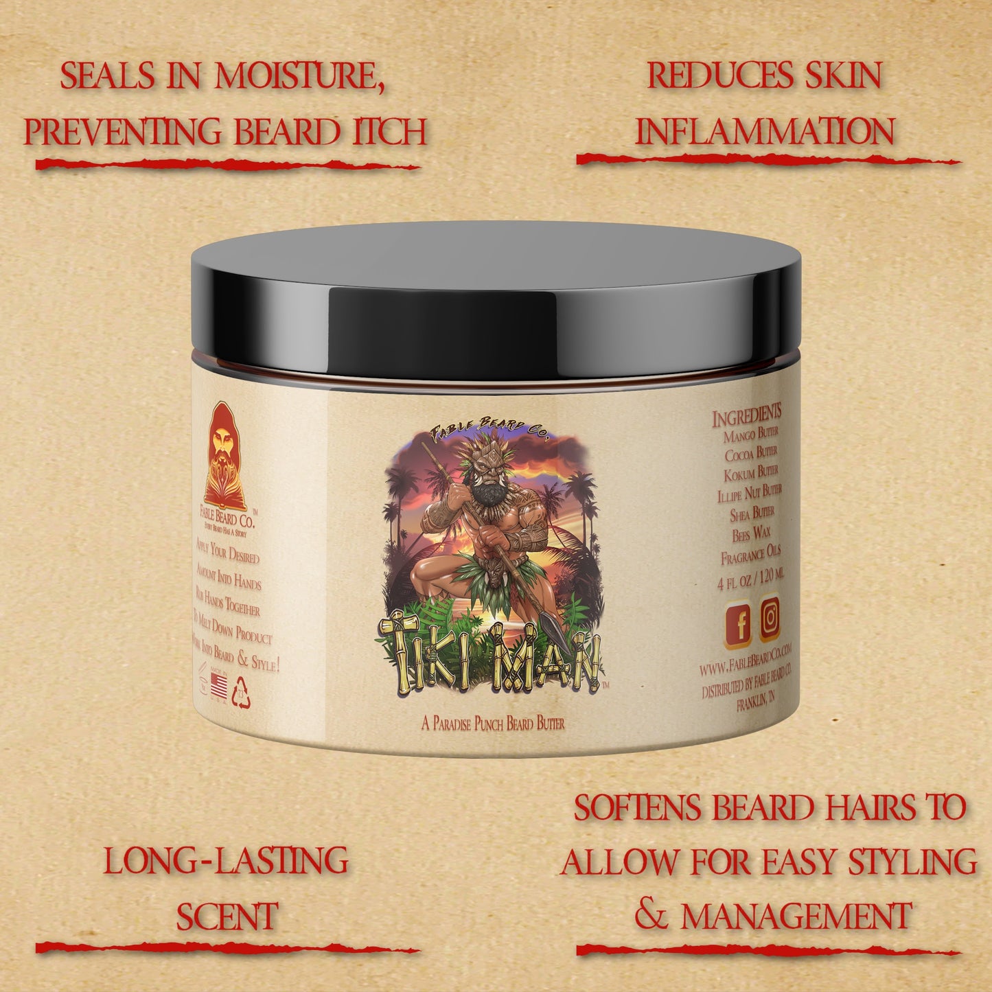 Tiki Man - Beard Oil & Butter Kit - Juicy Pineapple, Jungle Woods, Spiced Rum