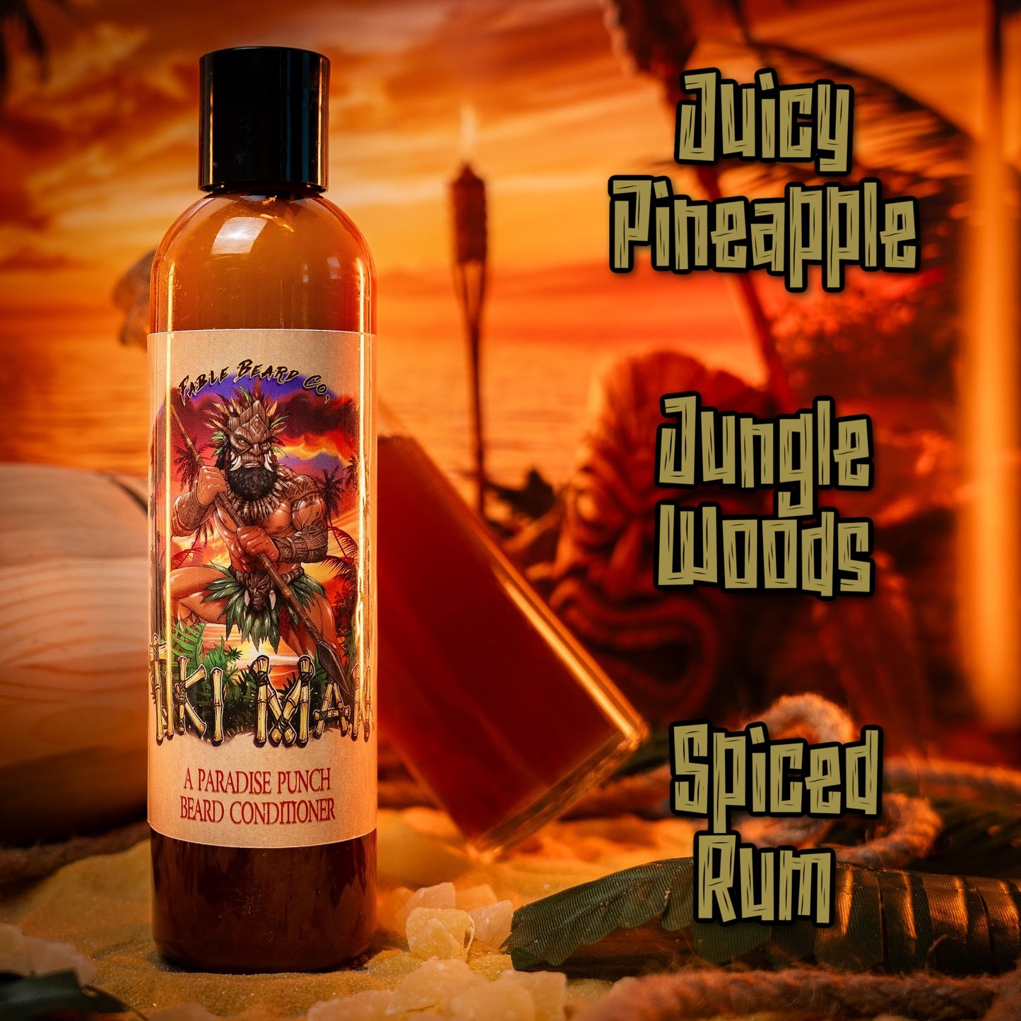 Tiki Man - Beard Conditioner - Juicy Pineapple, Jungle Woods, Spiced Rum