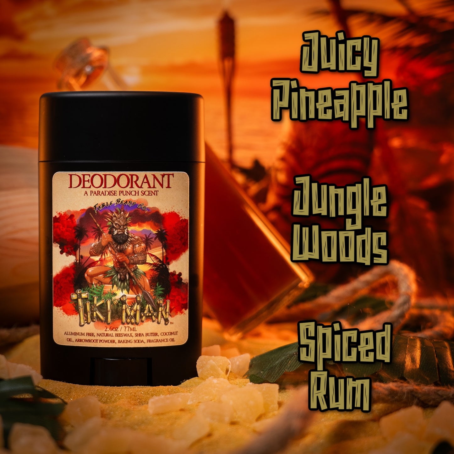 Tiki Man - Deodorant - Juicy Pineapple, Jungle Woods, Spiced Rum