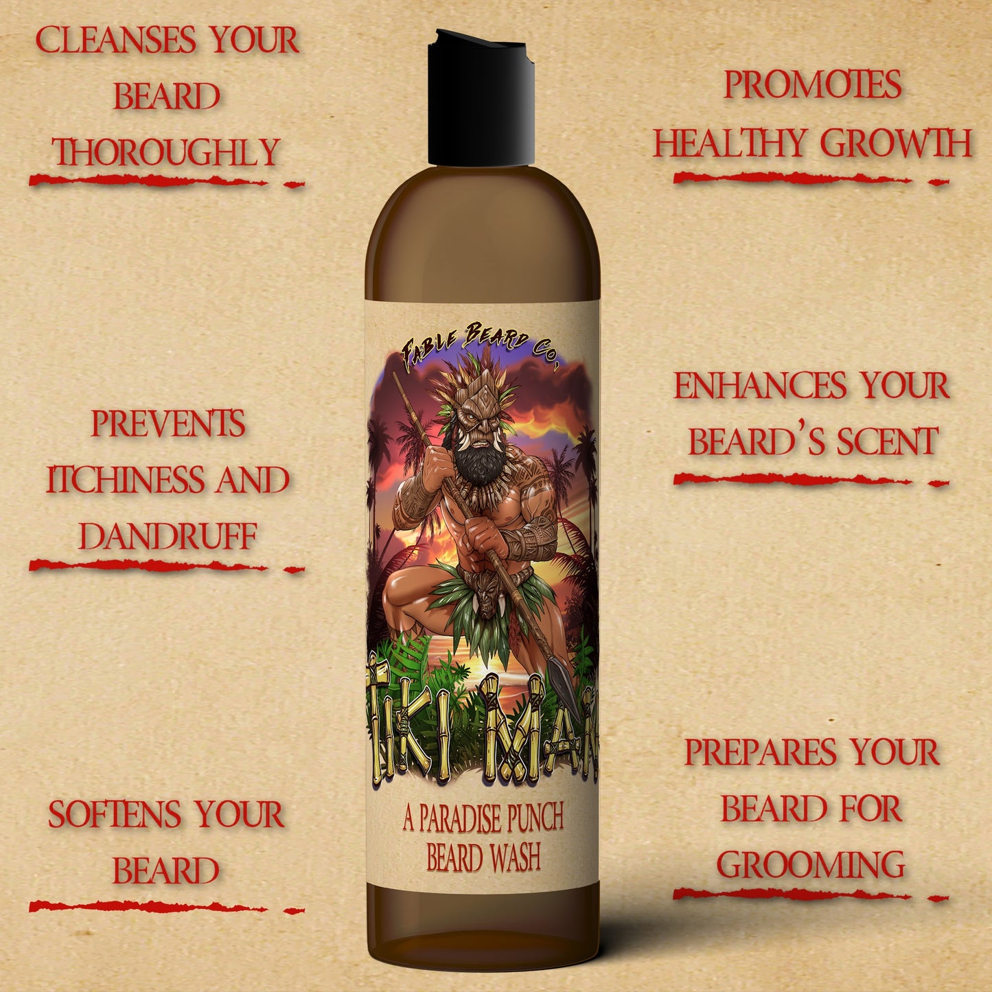 Tiki Man - Beard Wash - Juicy Pineapple, Jungle Woods, Spiced Rum