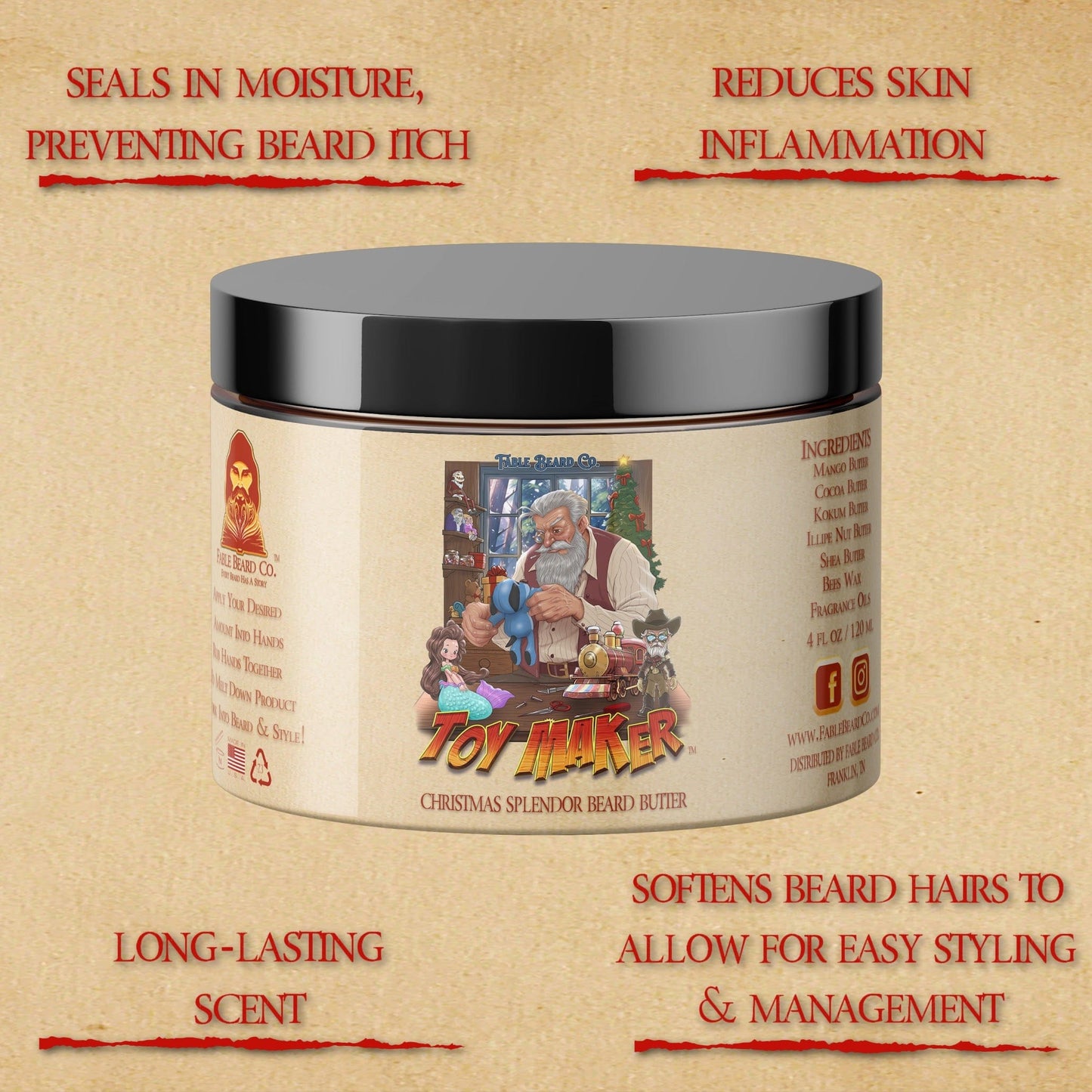 The Toy Maker - Beard Butter - Roasted Marshmallow Latte, Vanilla Bourbon, and Pipe Tobacco