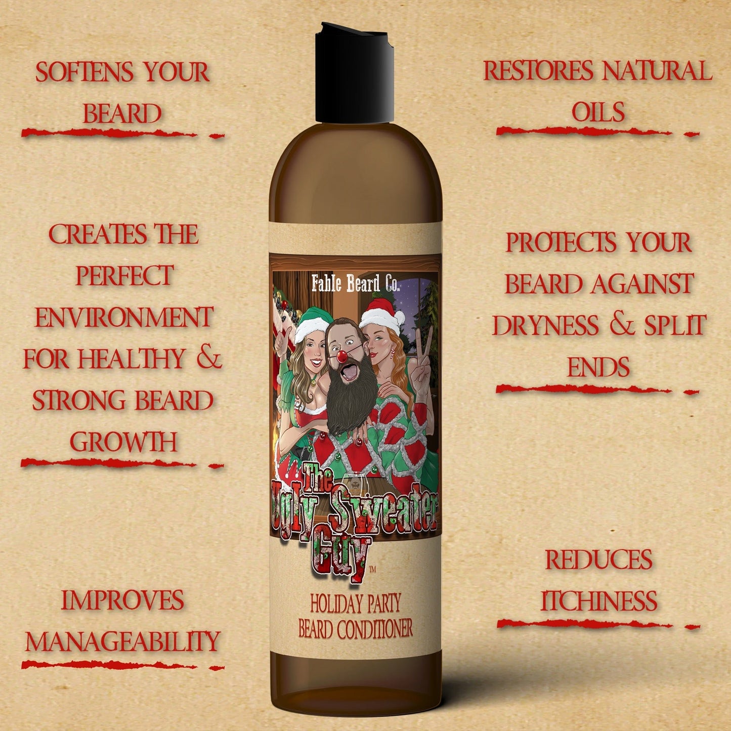 The Ugly Sweater Guy - Beard Conditioner - Butterscotch Bourbon, Balsam Fir, and Vanilla Cookies