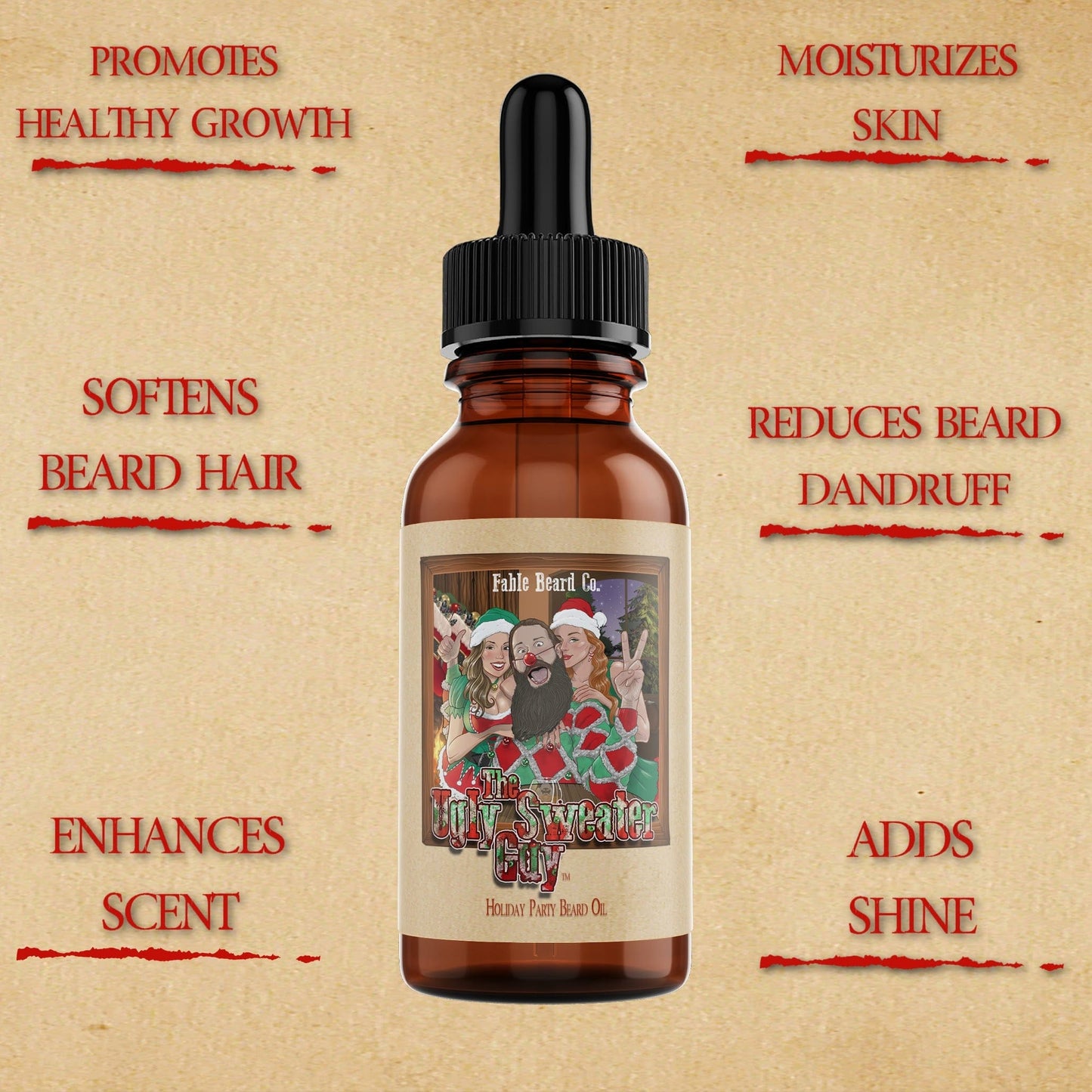 The Ugly Sweater Guy - Beard Oil - Butterscotch Bourbon, Balsam Fir, and Vanilla Cookies