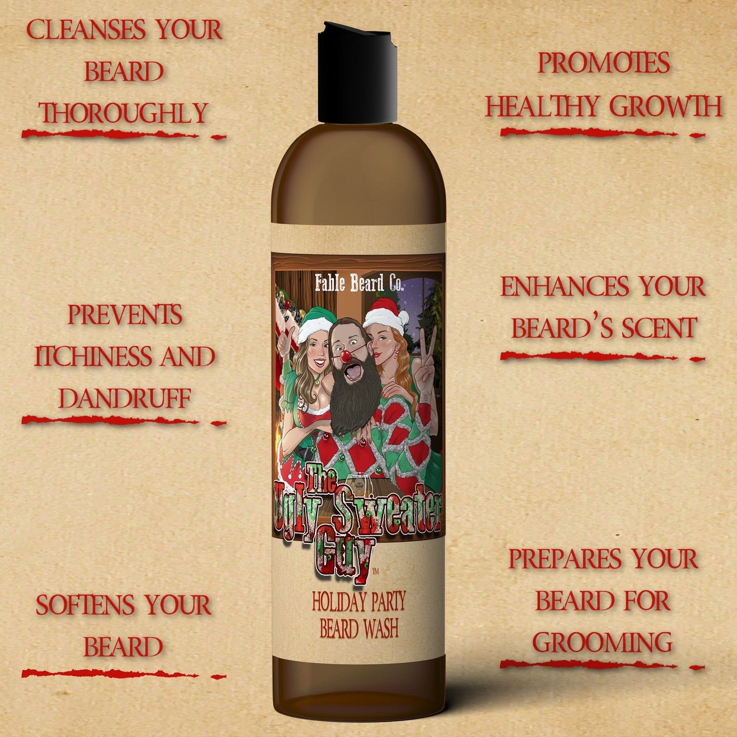 The Ugly Sweater Guy - Beard Wash - Butterscotch Bourbon, Balsam Fir, and Vanilla Cookies