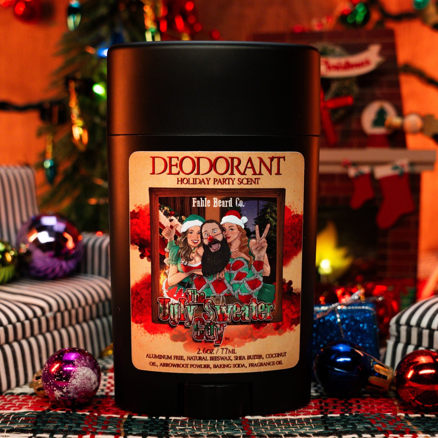 The Ugly Sweater Guy - Deodorant - Butterscotch Bourbon, Balsam Fir, and Vanilla Cookies