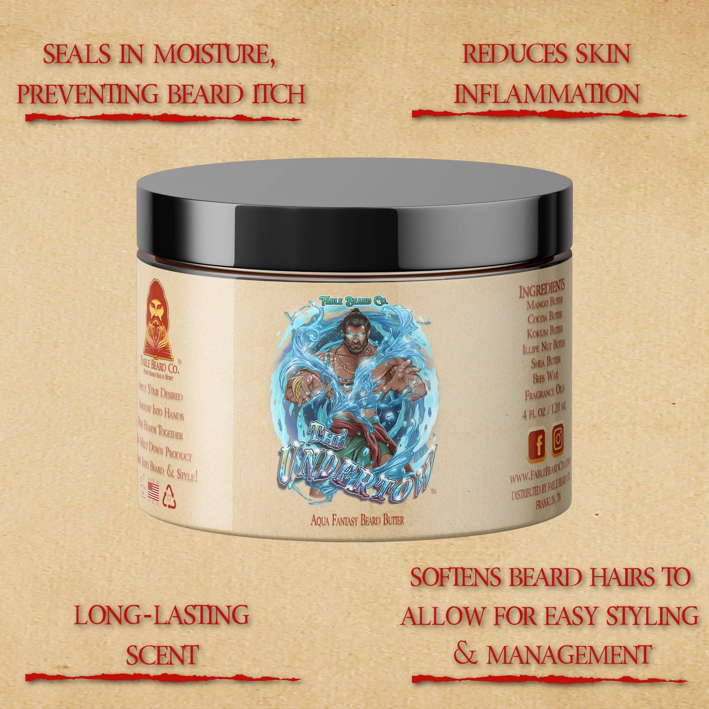 The Undertow - Beard Butter - Palm Tree Woods, Oceanic Musk, Peppered Bergamot, and Mossy Sea Caves