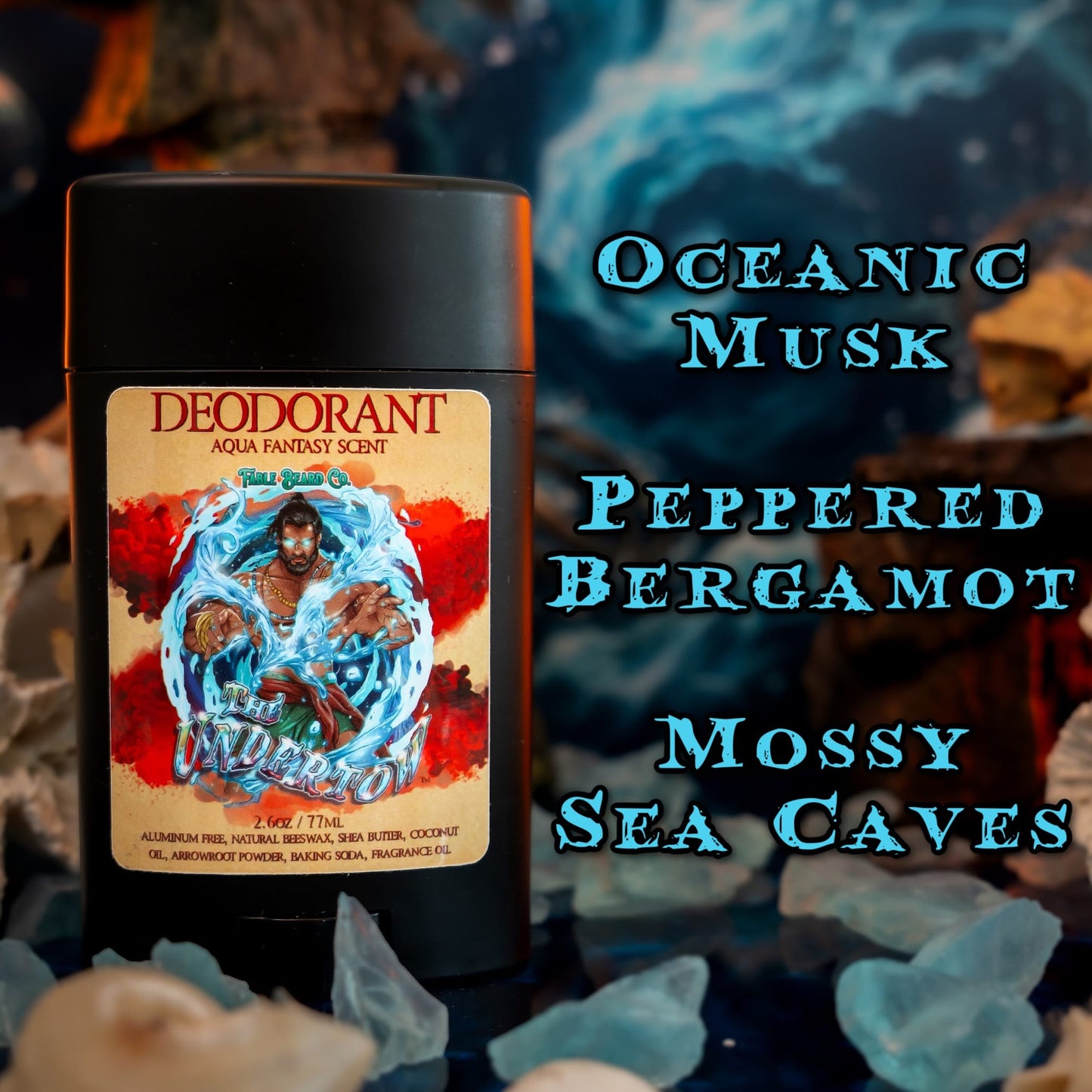 The Undertow - Deodorant - Palm Tree Woods, Oceanic Musk, Peppered Bergamot, and Mossy Sea Caves