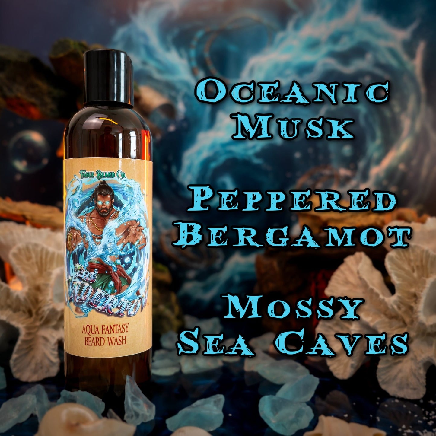 The Undertow - Beard Wash - Palm Tree Woods, Oceanic Musk, Peppered Bergamot, and Mossy Sea Caves