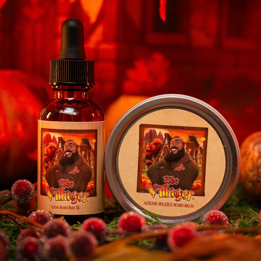 The Villager - Beard Oil & Balm Kit - Dried Oak Leaves, Iced Cranberry, Fall Air, and Golden Amber