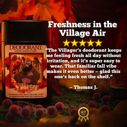 The Villager - Deodorant - Dried Oak Leaves, Iced Cranberry, Fall Air, and Golden Amber