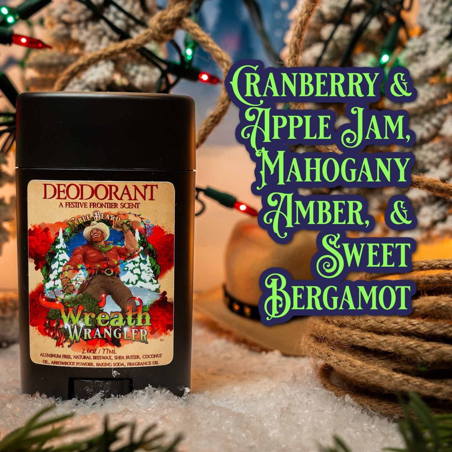 Wreath Wrangler - Deodorant - Cranberry Jam, Mahogany Amber, Sweet Bergamot