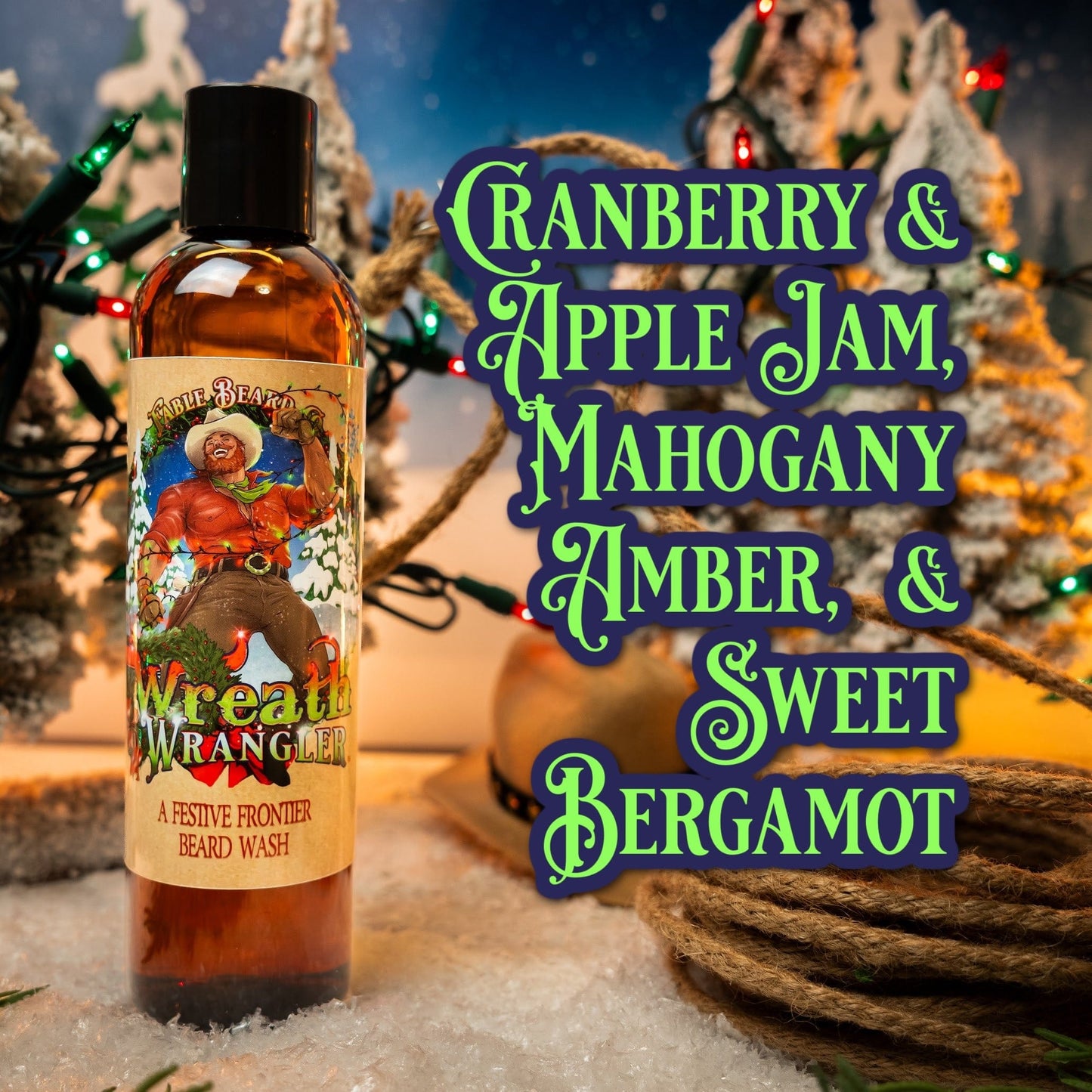 Wreath Wrangler - Beard Wash - Cranberry Jam, Mahogany Amber, Sweet Bergamot