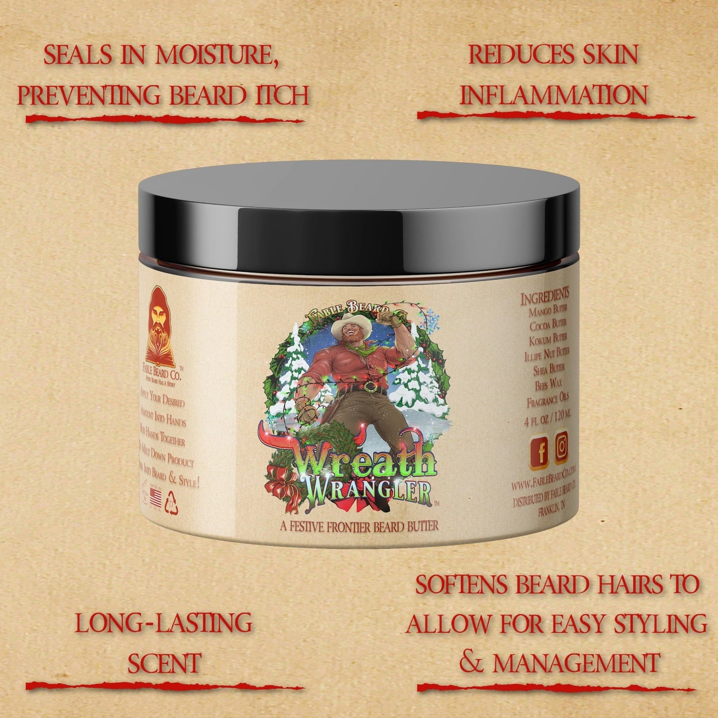 Wreath Wrangler - Beard Oil & Butter Kit - Cranberry Jam, Mahogany Amber, Sweet Bergamot