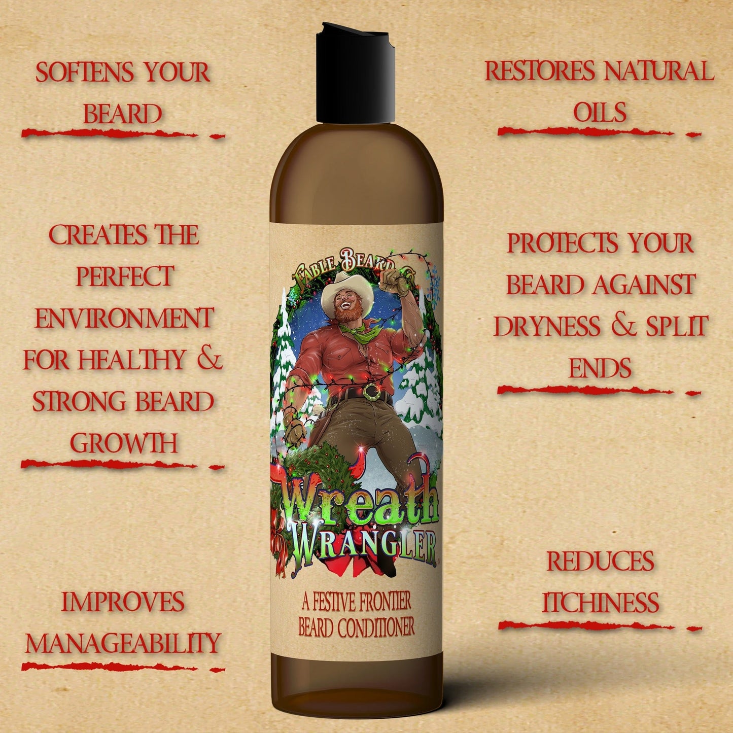 Wreath Wrangler - Beard Conditioner - Cranberry Jam, Mahogany Amber, Sweet Bergamot