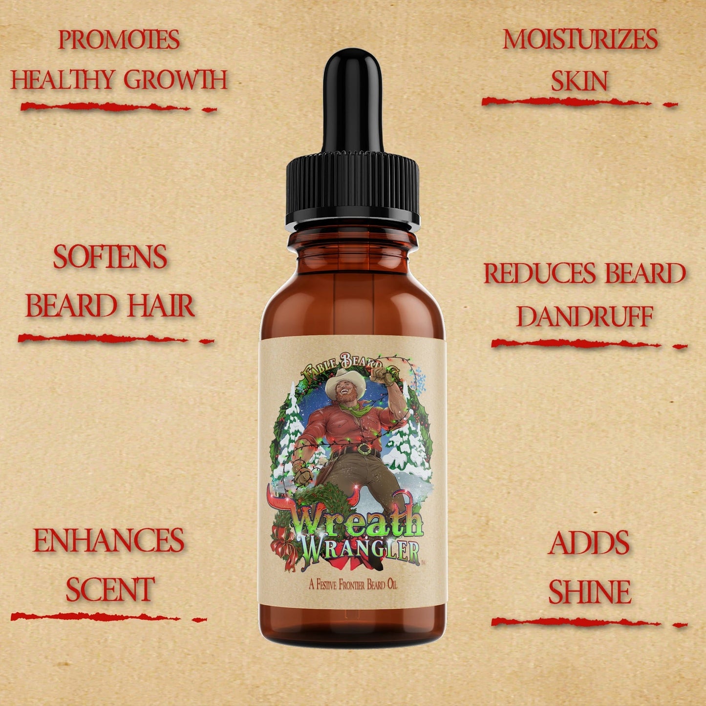 Wreath Wrangler - Beard Oil - Cranberry Jam, Mahogany Amber, Sweet Bergamot