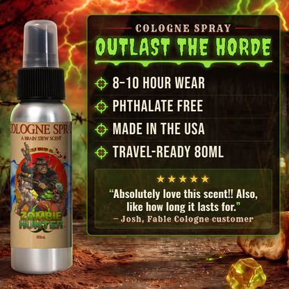 Zombie Hunter - Cologne - Harvest Cider Donut, Rustic Sugar Pine, Warm Cocoa Cashmere