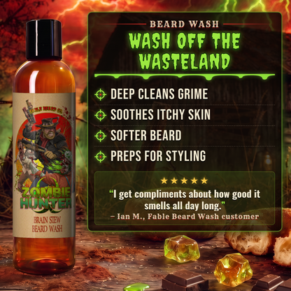 Zombie Hunter - Beard Wash - Harvest Cider Donut, Rustic Sugar Pine, Warm Cocoa Cashmere