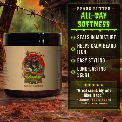 Zombie Hunter - Beard Butter - Harvest Cider Donut, Rustic Sugar Pine, Warm Cocoa Cashmere