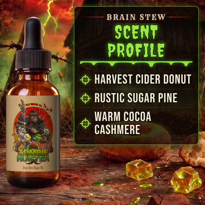 Zombie Hunter - Beard Oil - Harvest Cider Donut, Rustic Sugar Pine, Warm Cocoa Cashmere