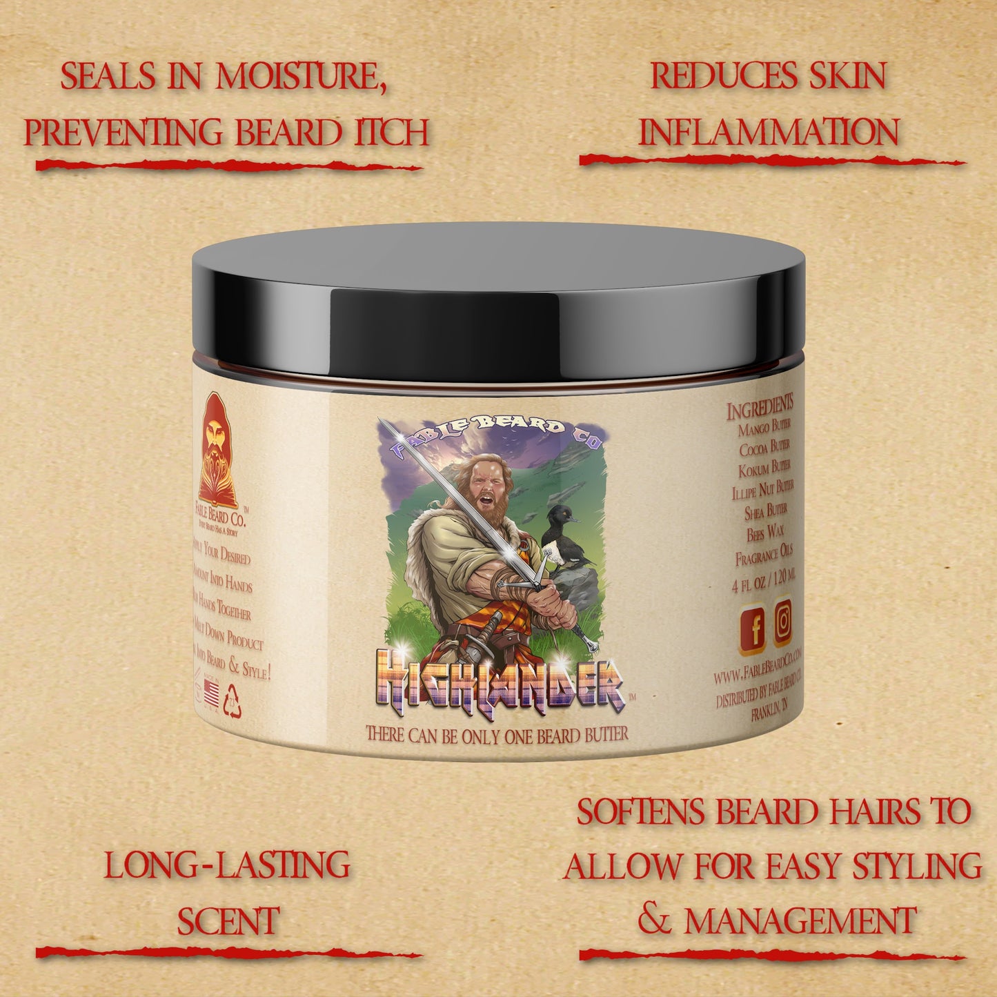 The Highlander - Beard Oil & Butter Kit - Smoked Firewood, Robust Scotch, and Nostalgic Mahogany