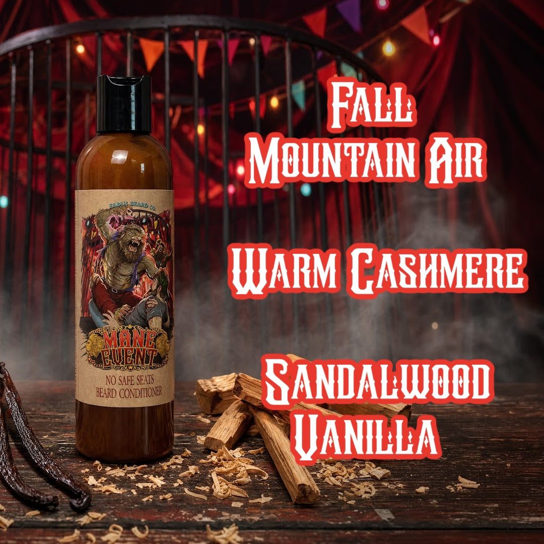 The Mane Event - Beard Conditioner - Fall Mountain Air, Warm Cashmere, Sandalwood Vanilla