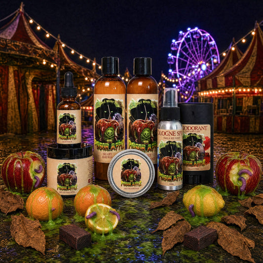 The Poison Apple Ultimate Bundle in Fatal Apple Bite, Dark Mahogany Woods, Cloaked Tobacco and Citrus scent by Fable Beard Co.