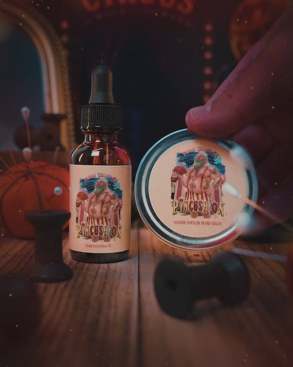 Pincushion - Beard Oil & Balm Kit - Big Top Timberwood, Caramelized Maple Ember, Shadowed Bergamot