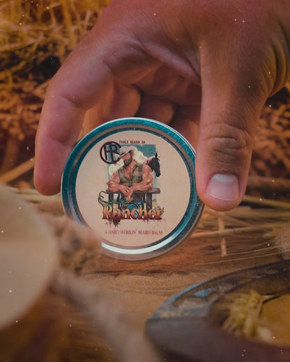 The Rancher - Beard Balm - Fresh Cut Cedar, Green Pastures, Leather Boots