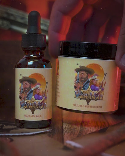 Lawman - Beard Oil & Butter Kit - Worn Saddle Leather, Storm Washed Bergamot, Golden Amber