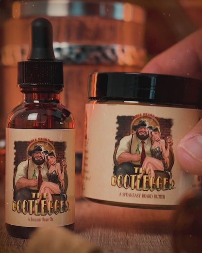 The Bootlegger - Beard Oil & Butter Kit - Oak Barrel Whiskey, Candied Lemon, Burnt Sugar