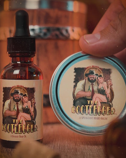 The Bootlegger - Beard Oil & Balm Kit - Oak Barrel Whiskey, Candied Lemon, Burnt Sugar
