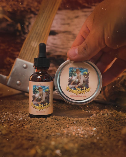The Prospector - Beard Oil & Balm Kit - Glacier Creek Water, Sugar Pine Timber, Frontier Turned Soil