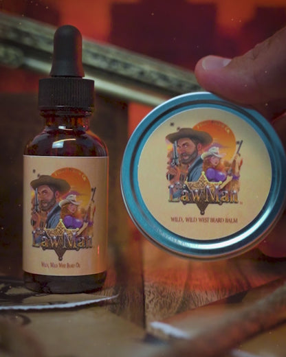 Lawman - Beard Oil & Balm Kit - Worn Saddle Leather, Storm Washed Bergamot, Golden Amber