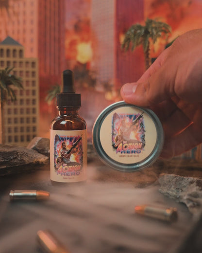 The Action Hero- Beard Oil & Balm Kit - Musky Cedarwood, Warm Caraway, Velvety Apricot