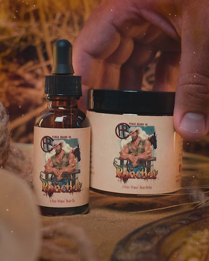 The Rancher - Beard Oil & Butter Kit - Fresh Cut Cedar, Green Pastures, Leather Boots