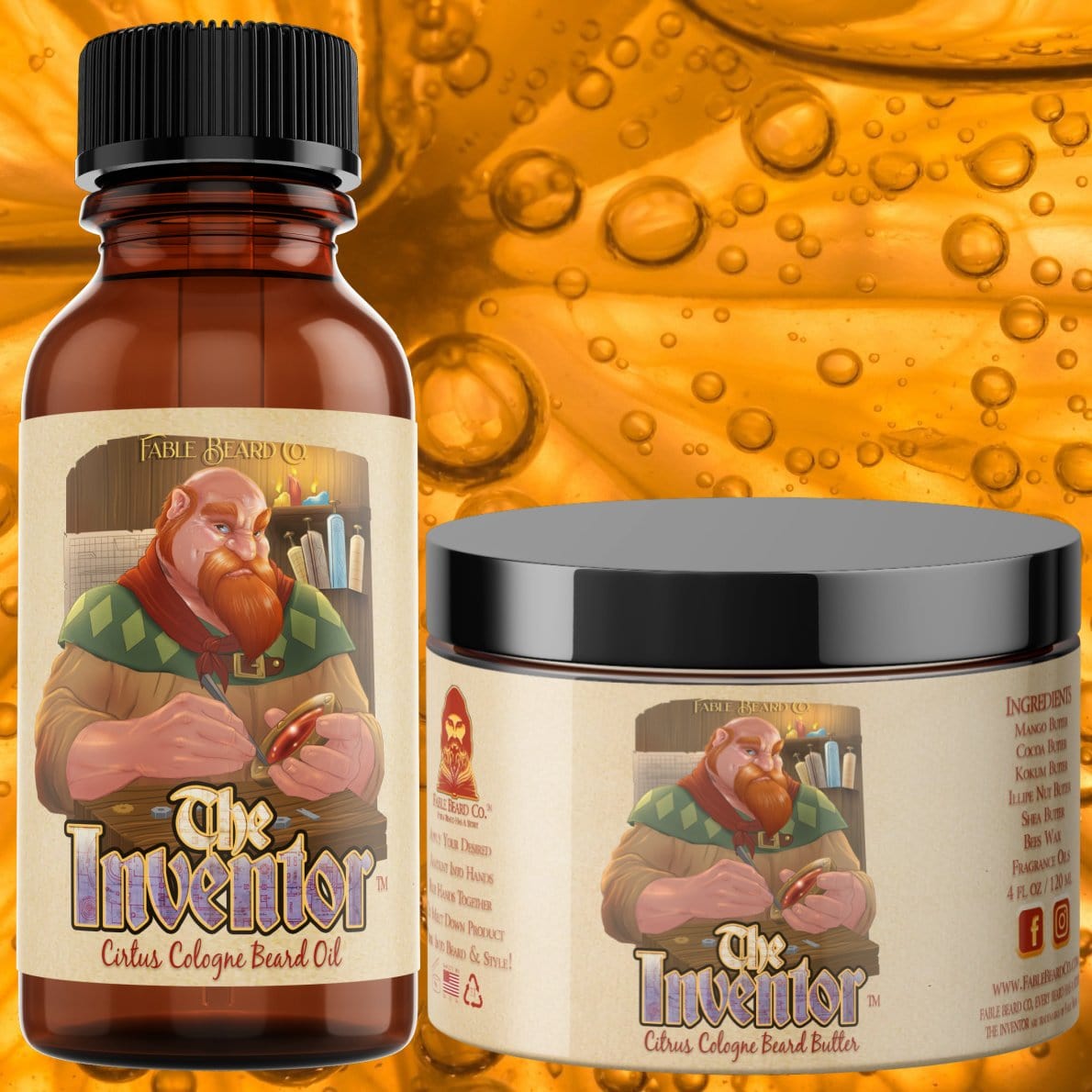 The Inventor - Exotic Citrus Cologne Beard Oil & Butter Kit