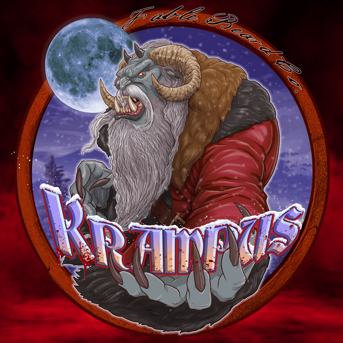 The Krampus - Beard Oil - Evergreen Wreath, Pine Boughs, and Spiced Apples
