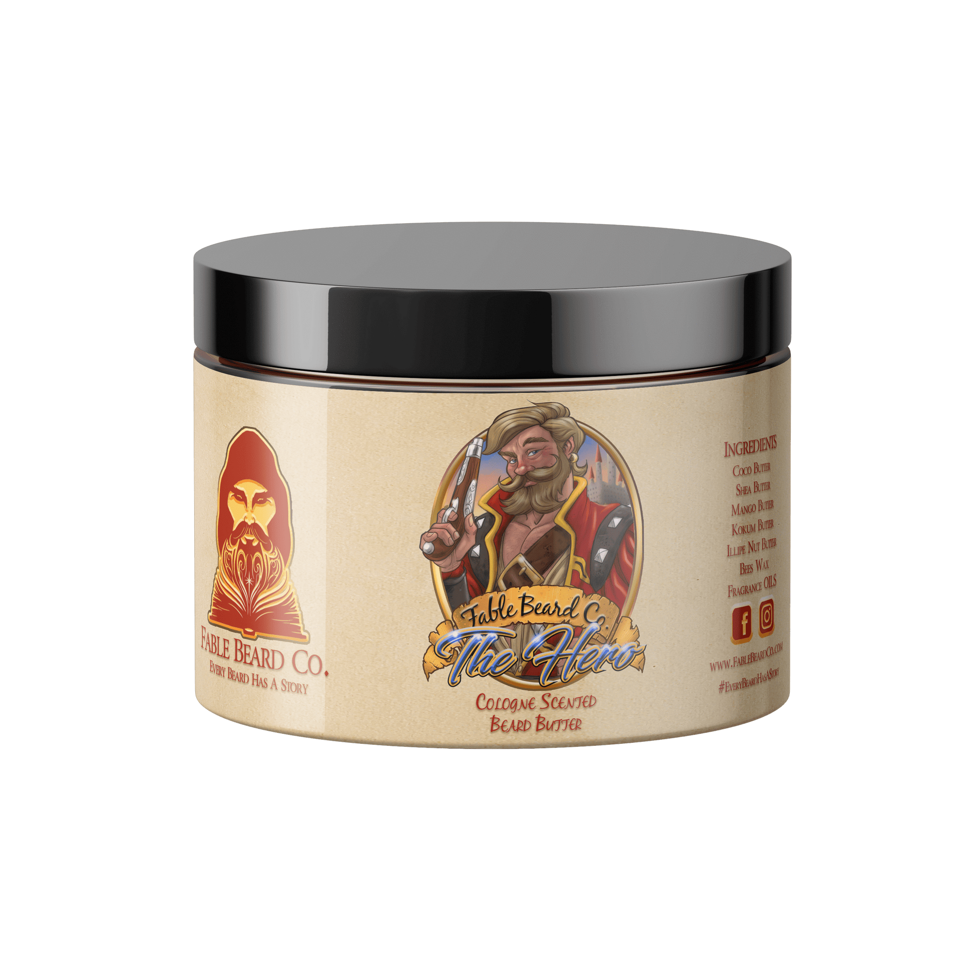 Fable Beard Co. Beard Butter 4oz Tub The Hero - A Cologne Scented Beard Butter