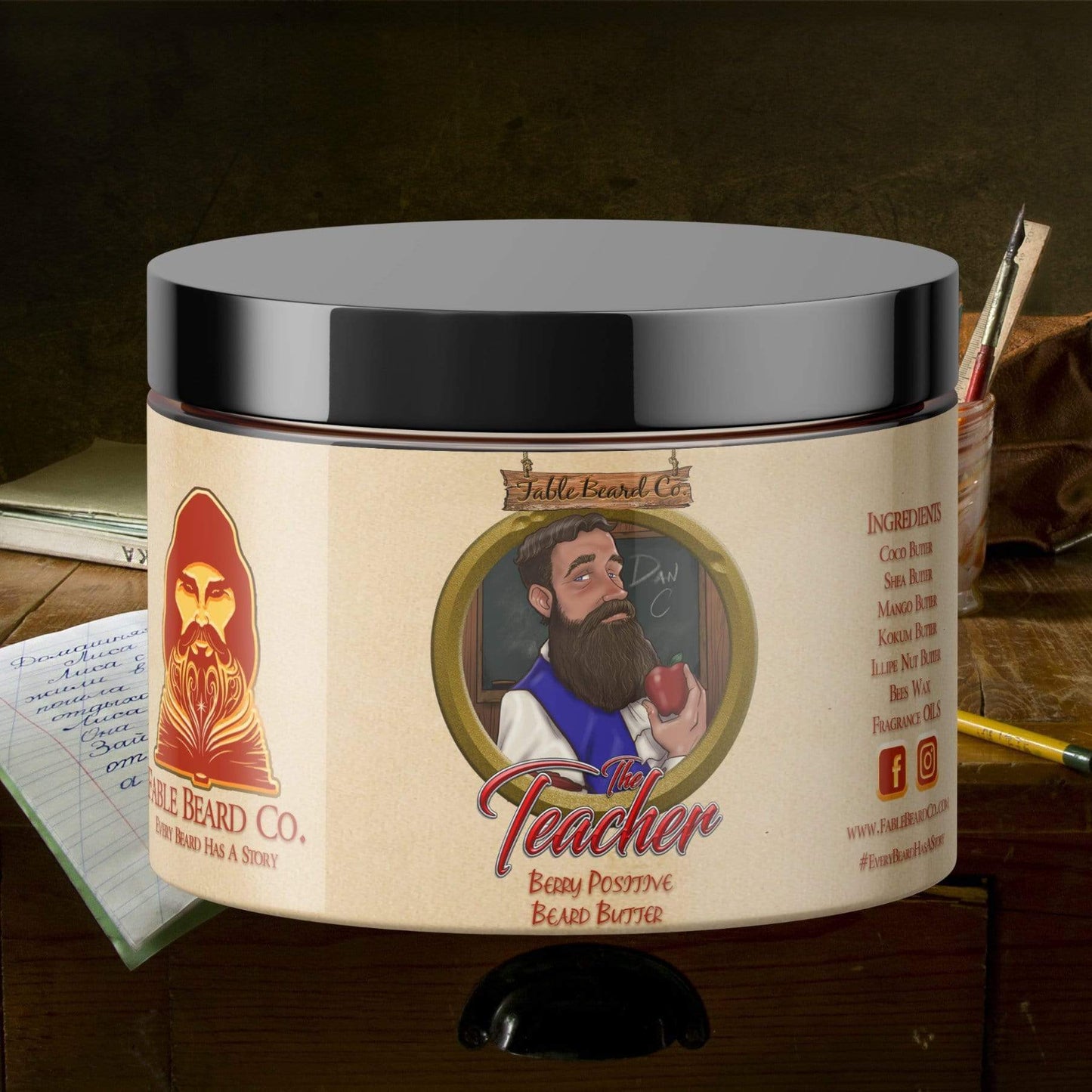 Fable Beard Co. Beard Butter 4oz Tub The Teacher - A Berry Positive Beard Butter