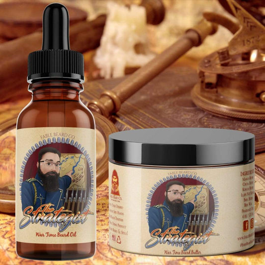 The Strategist - Beard Oil & Butter Kit - Fresh Leather, Aged Tobacco, Warm Amber, and Sweet Vanilla