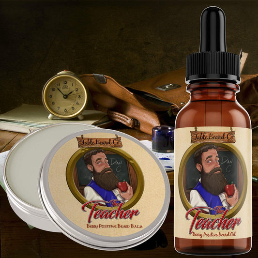 Fable Beard Co. Combo Kit 1oz Bottle & 2oz Tin The Teacher - A Berry Positive Beard Oil & Beard Balm Kit