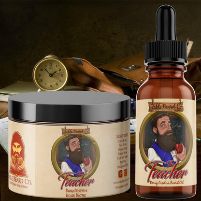 Fable Beard Co Combo Kit 1oz Bottle & 4oz Tub The Teacher - A Berry Positive Beard Oil & Butter Kit